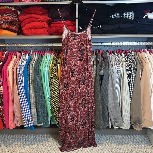 American Eagle Outfitters pink/orange/black print adjustable strap maxi dress XS - Picture 3 of 3